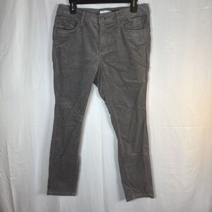Women’s Loft Grey Corduroy Curvy Skinny Straight Leg Pants Size 8 Preowned